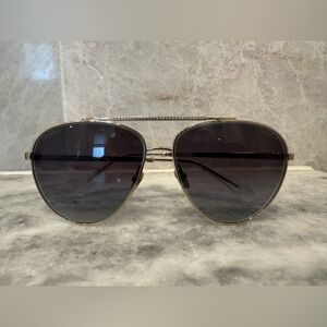 CHANEL Gold Frame & Rhinestone Aviator Sunglasses
